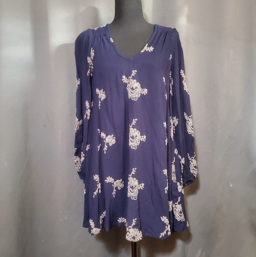 Free people Navy Embroidered Austin Dress Size XS